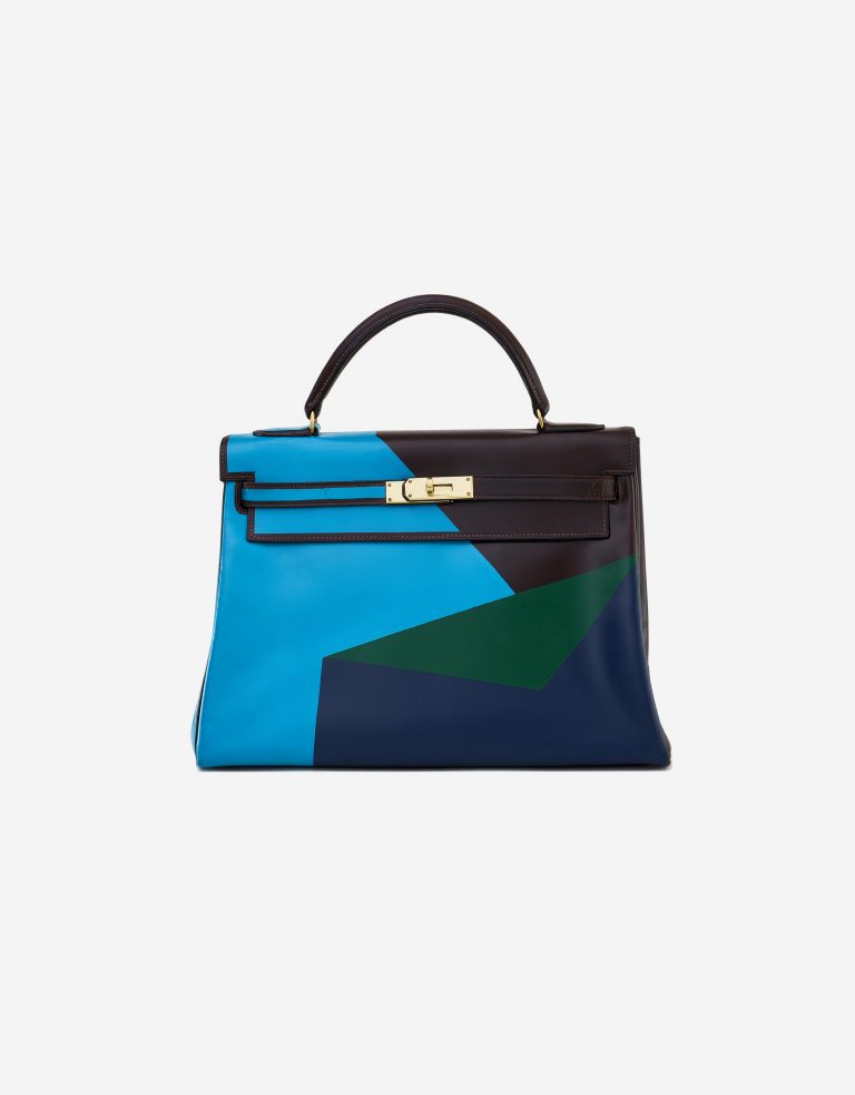 Customised Hermes Kelly 32 Box Calf Geometrica Saclàb Front