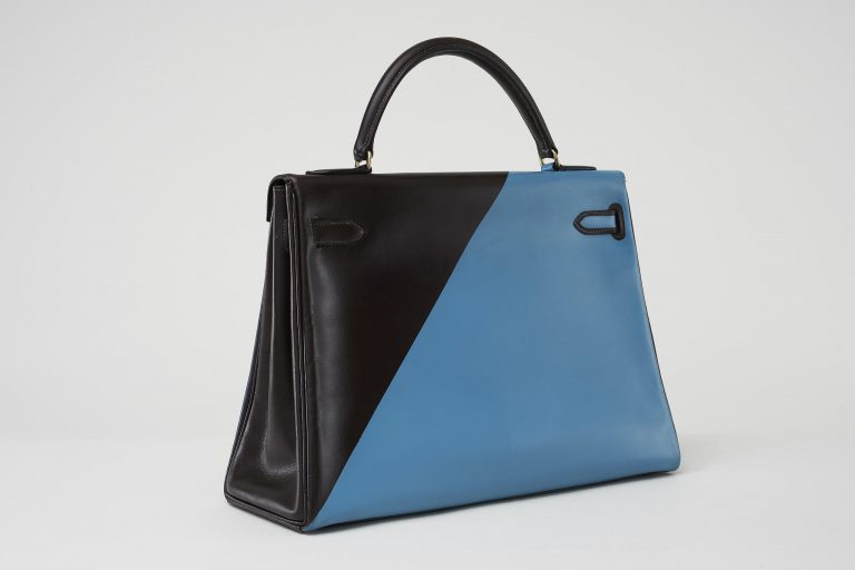 Customised Hermès Kelly 32 Box Calf Geometrica Saclàb Side back