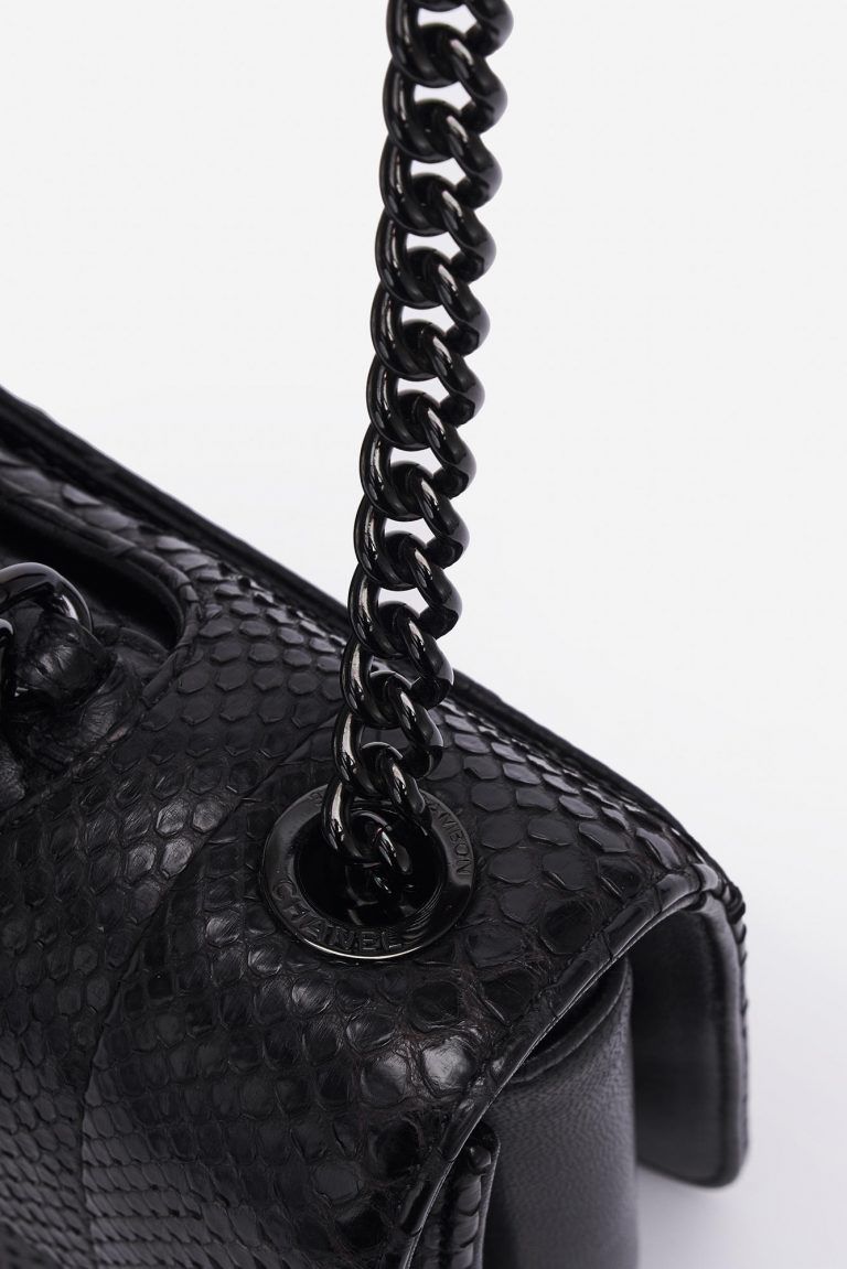 Chanel Timeless Jumbo Python So Black Saclàb Hardware