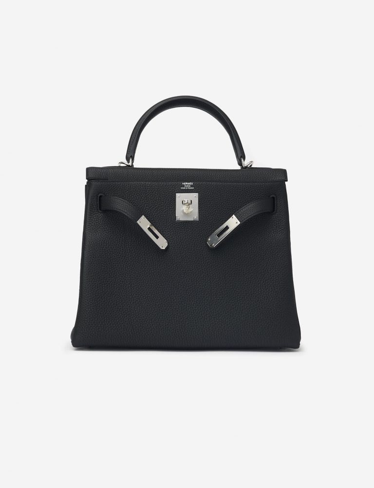 Hermès Kelly 28 Togo Black Saclàb Luxury Vintage Front