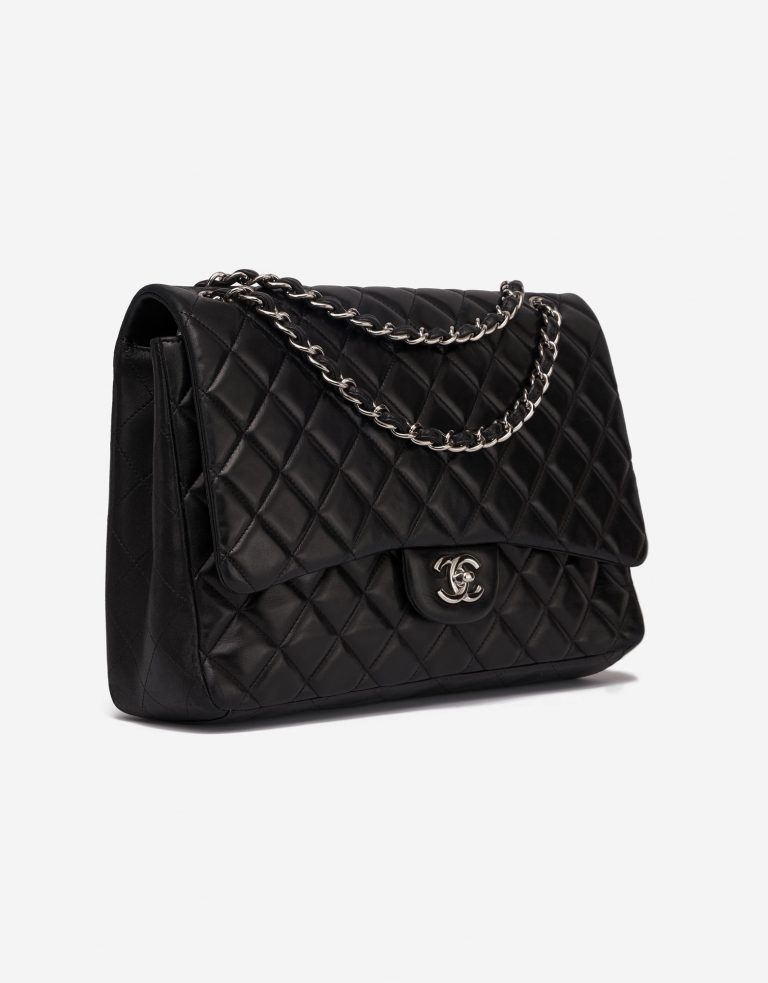 Chanel Timeless Jumbo Lamb Black Single flap silver by saclab S