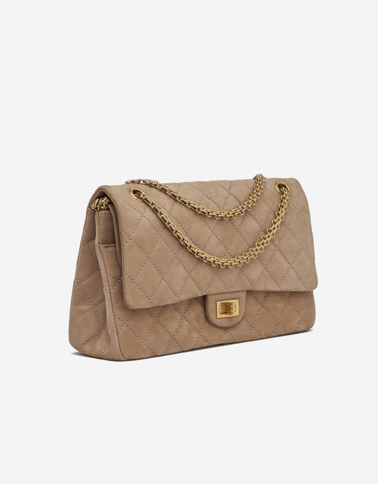 Chanel 2.55 227 Suede Nude buy second hand designer bags 