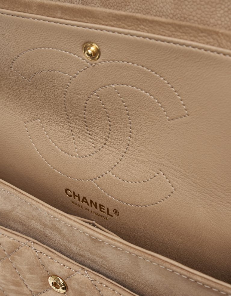 Chanel 2.55 227 Suede Nude buy second hand designer bags 