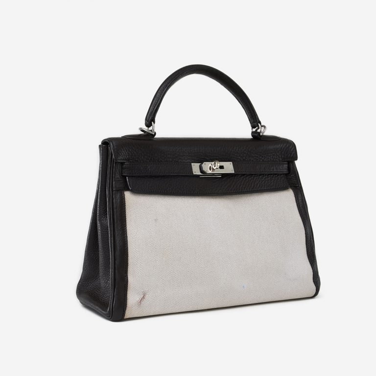 Hermes Kelly 32 Toile Beige Fjord Café