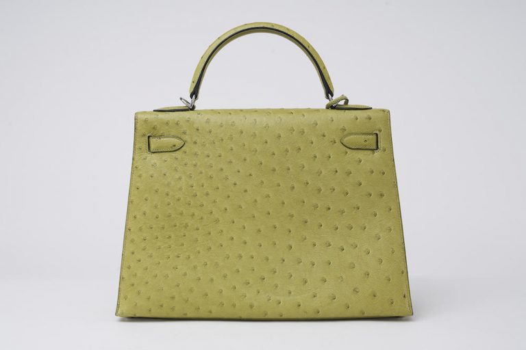 Hermès Kelly 32 Ostrich Kiwi Saclàb Back
