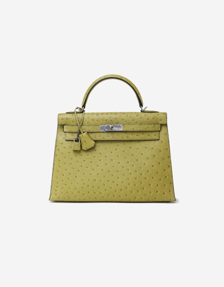 Hermès Kelly 32 Ostrich Kiwi Saclàb Front