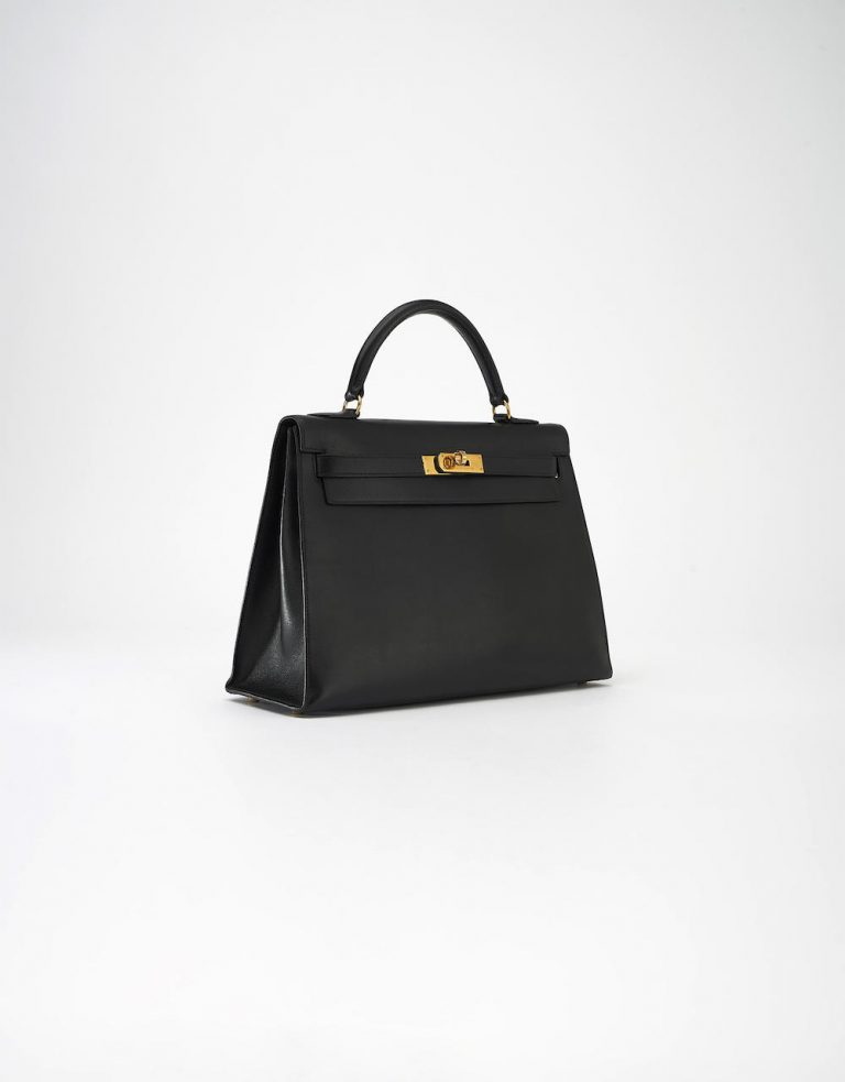 40 Hermès Kelly 32 Box Calf Noir Saclàb Side front