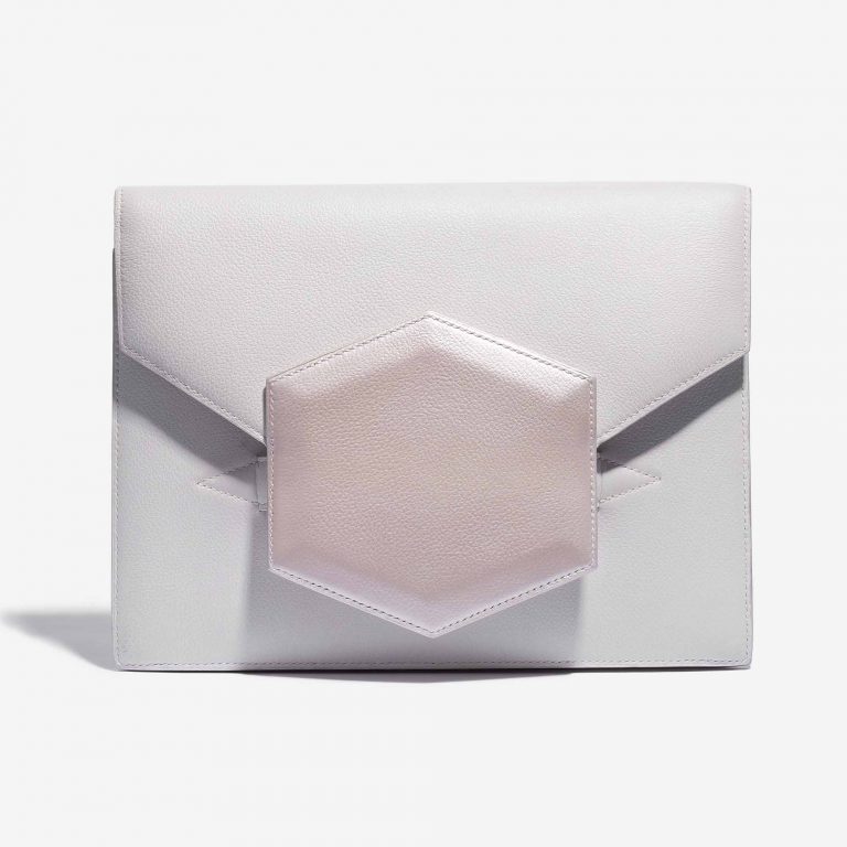 Customised Hermès Faco Clutch Evergrain White Front Open