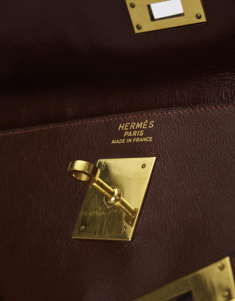 Hermes Kelly 35 Box Calf Rouge H Saclàb Logo