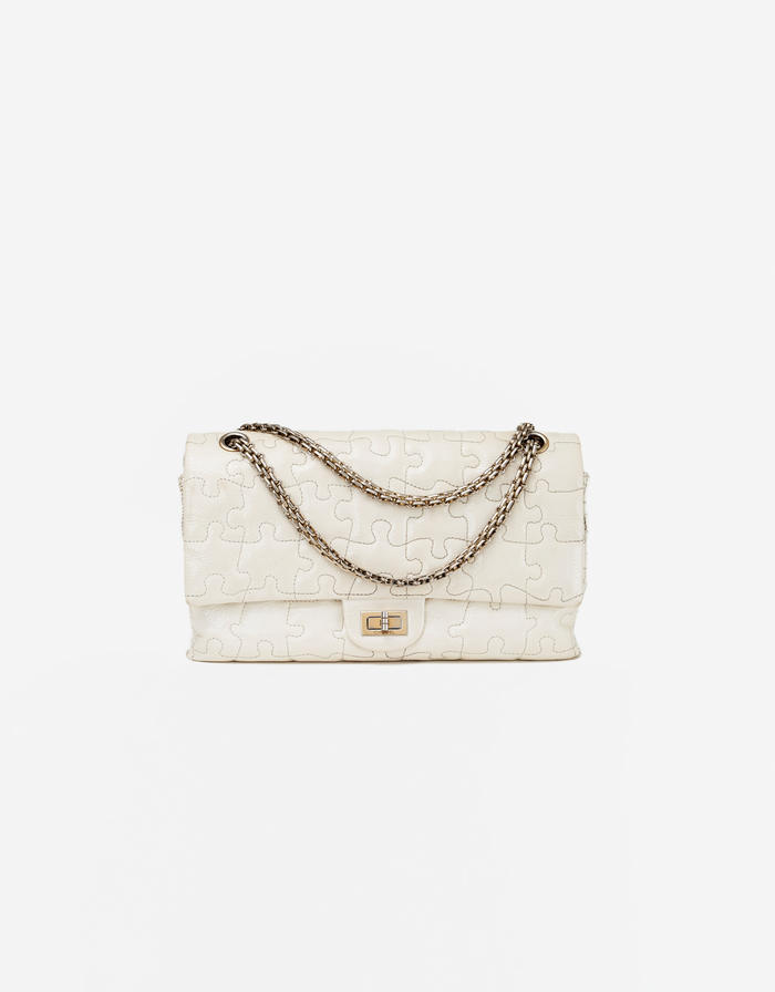 Chanel Classic Double Flap Bag Puzzle Off-White