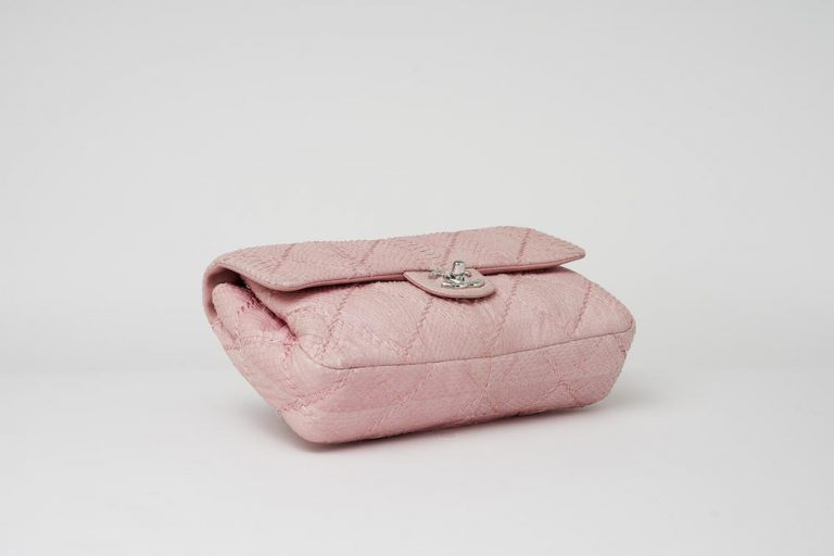 Chanel Classic Single Flap Python Light Pink Saclàb Bottom