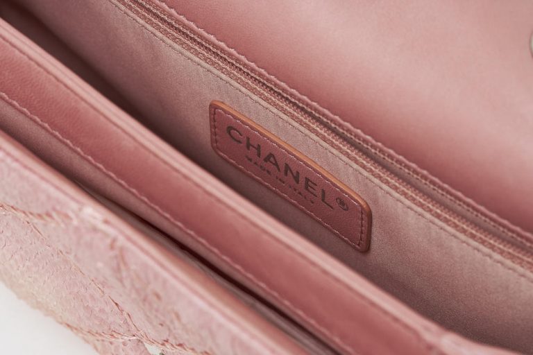Chanel Classic Single Flap Python Light Pink Saclàb Inside