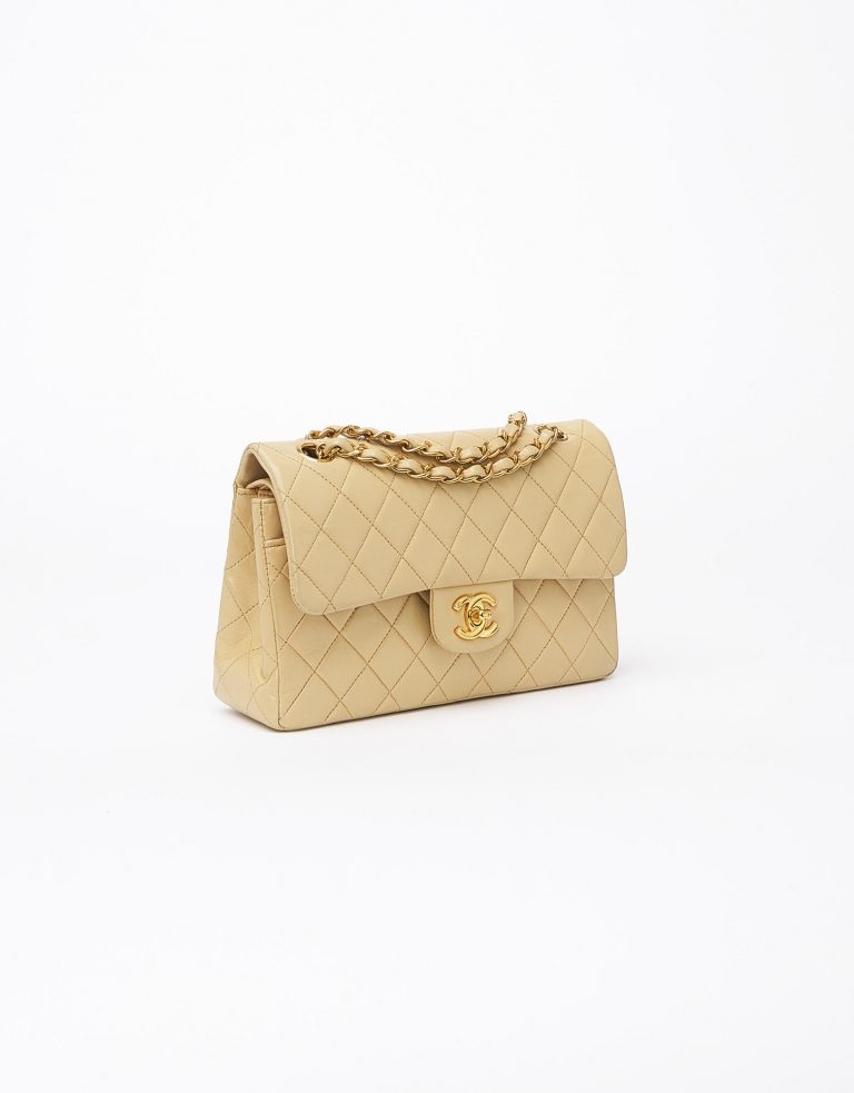 Chanel Double Flap Medium Beige Saclab Side