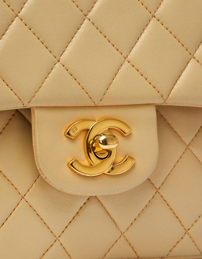 Chanel Double Flap Medium Beige Saclab CC Lock