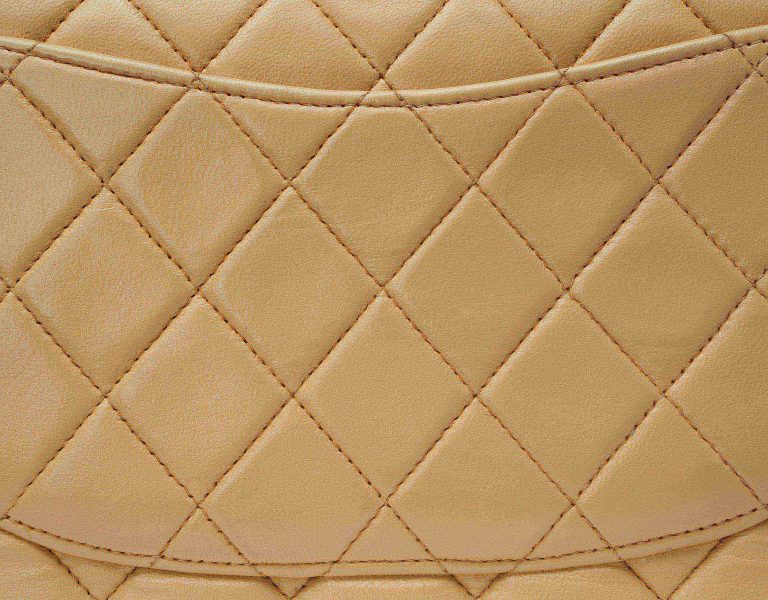 Chanel Double Flap Medium Beige Saclab Leather Quilt
