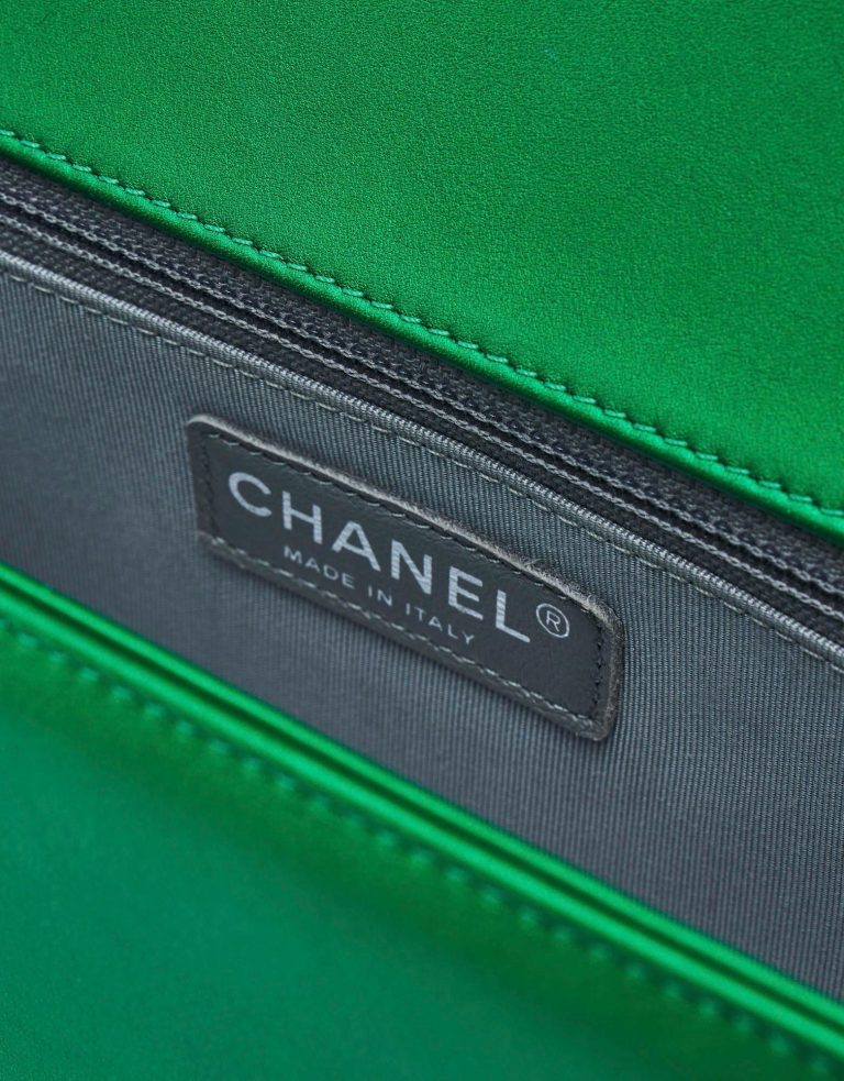 Chanel Boy Medium Lamb Metallic Green Logo