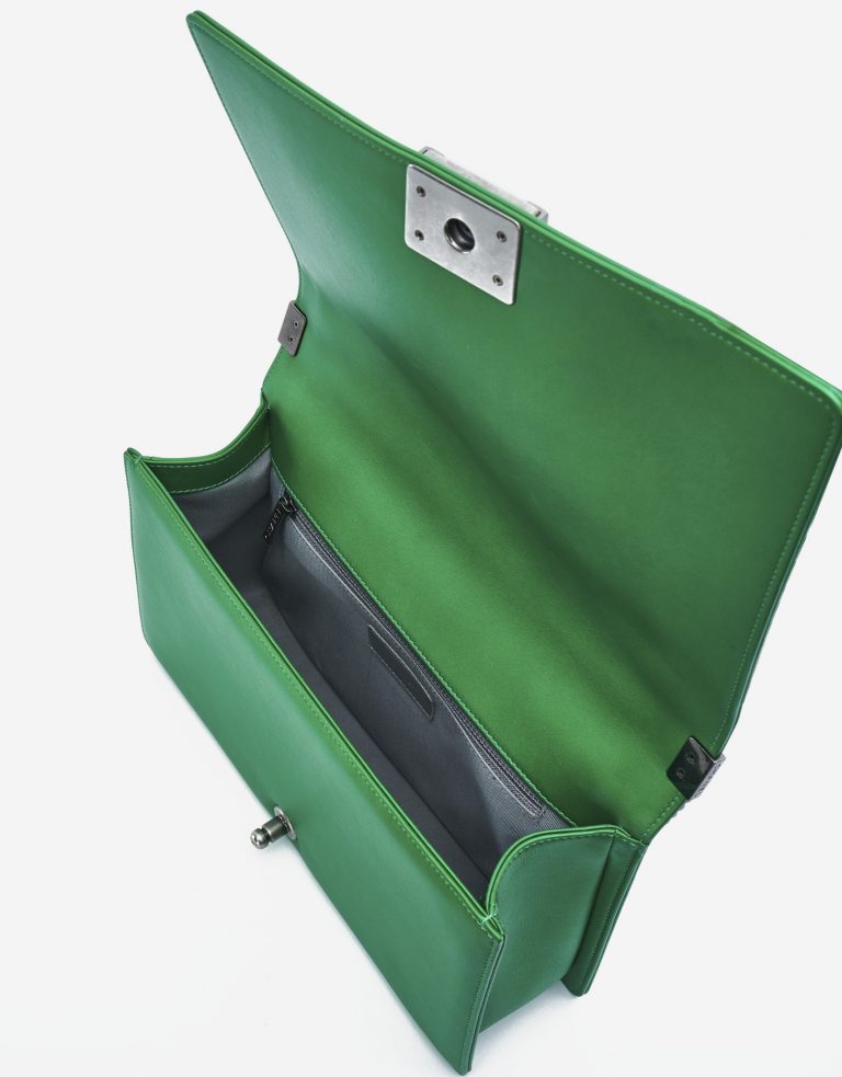 Chanel Boy Medium Lamb Metallic Green Inside