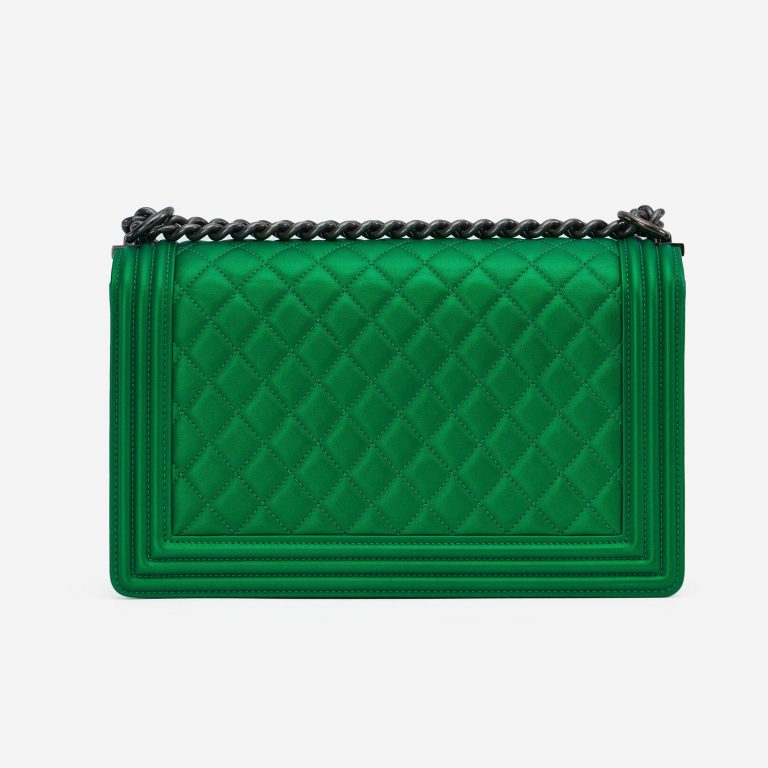 Chanel Boy Medium Lamb Metallic Green Back