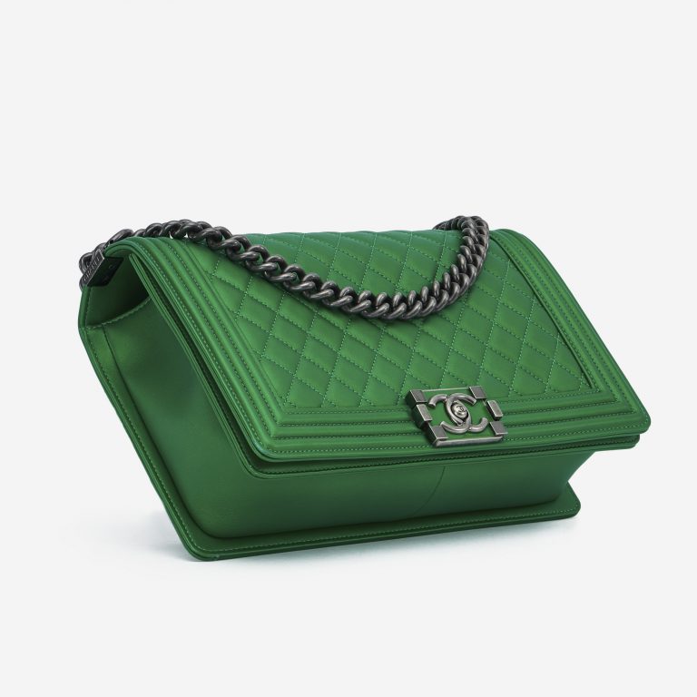 Chanel Boy Medium Lamb Metallic Green Bottom