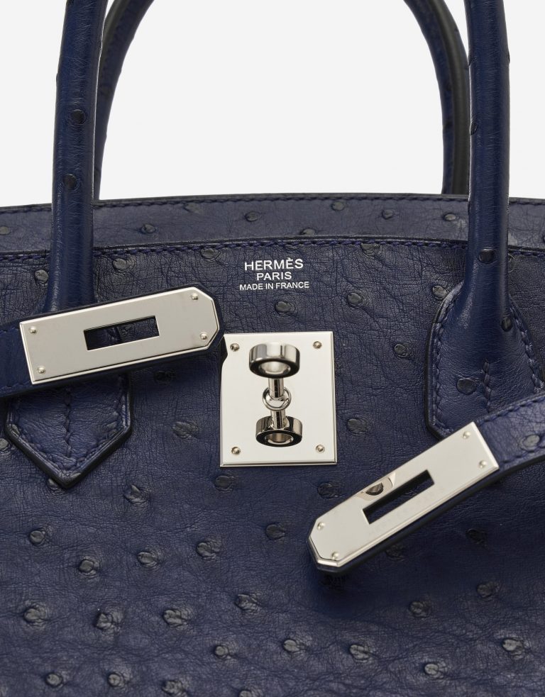 Hermès Birkin 30 Ostrich Blue Iris Palladium Hardware SACLÀB