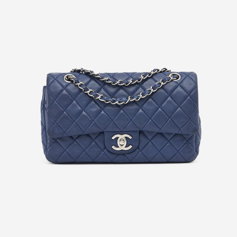 Chanel Timeless Medium Lambskin Blue Front SACLÀB