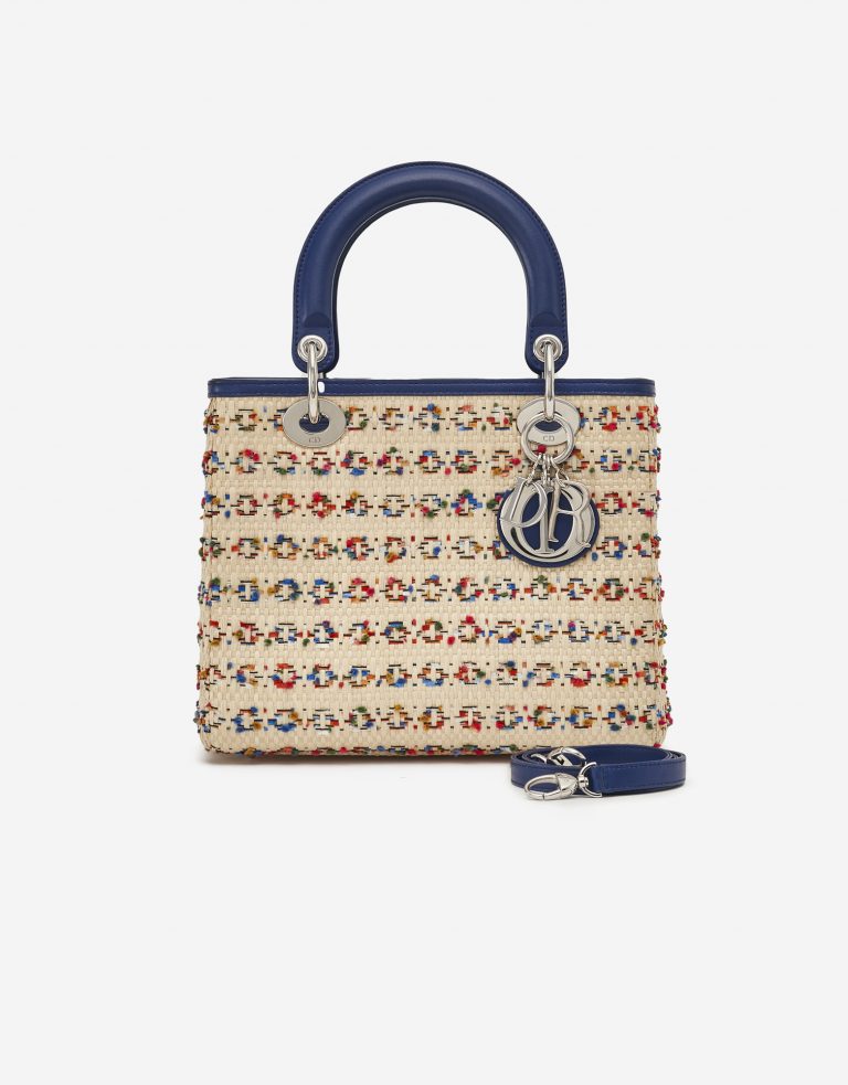 Dior Lady Medium Leather Wicker Blue Beige SACLÀB