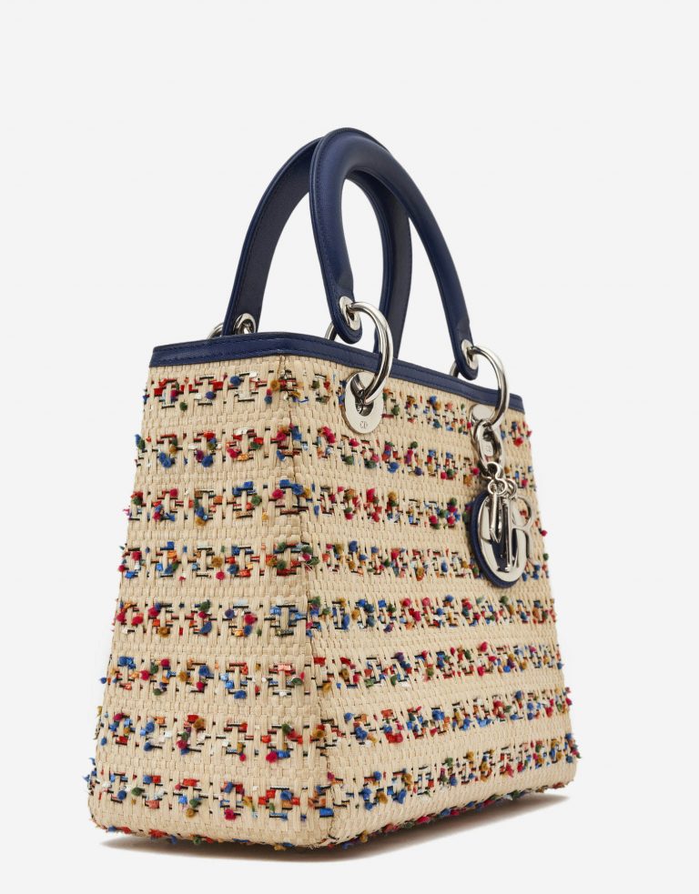 Dior Lady Medium Leather Wicker Blue Beige SACLÀB