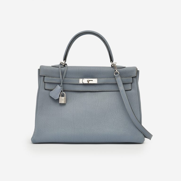 Hermès Kelly 35 Togo Bleu Lin Front SACLÀB