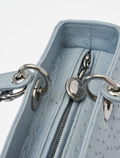 Dior Lady Large Ostrich Blue handbag hardware