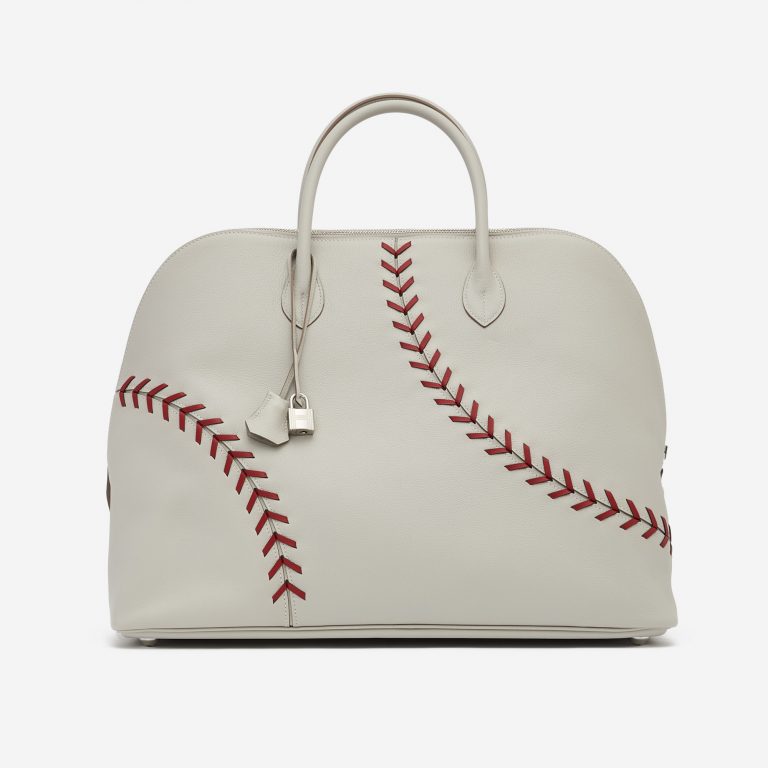 Hermès Bolide 1923 Large Evercolor Leather Gris Perle Rouse Casaque Baseball Edition