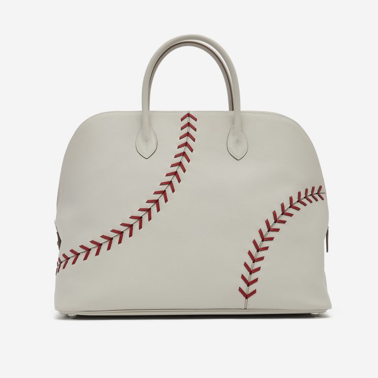 Hermès Bolide 1923 Large Evercolor Leather Gris Perle Rouse Casaque Baseball Edition
