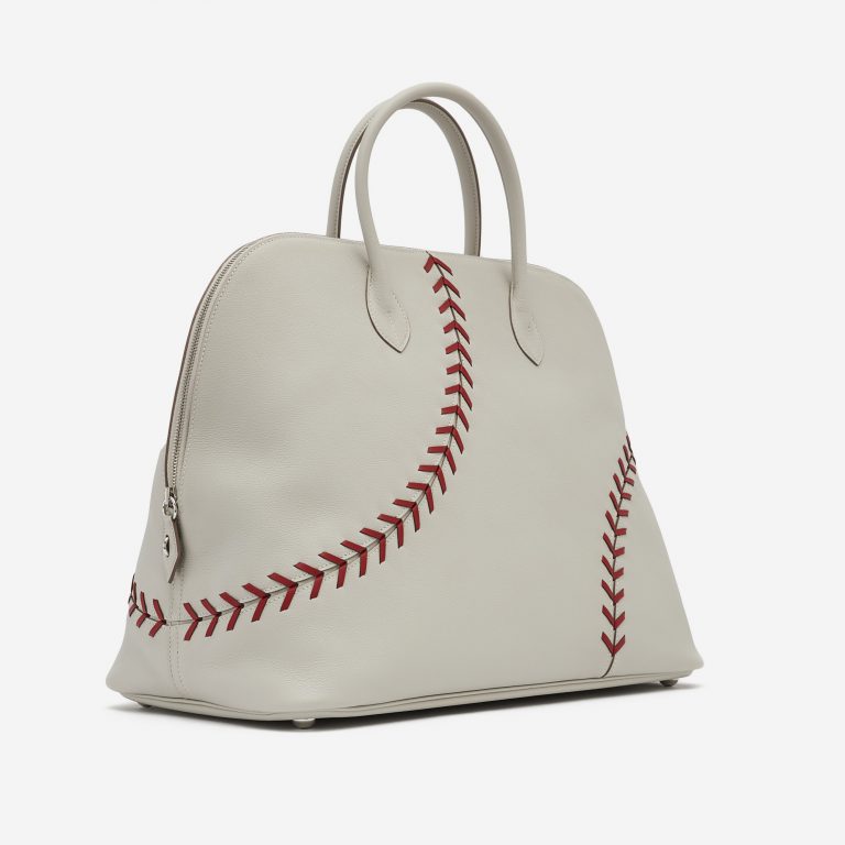Hermès Bolide 1923 Large Evercolor Leather Gris Perle Rouse Casaque Baseball Edition