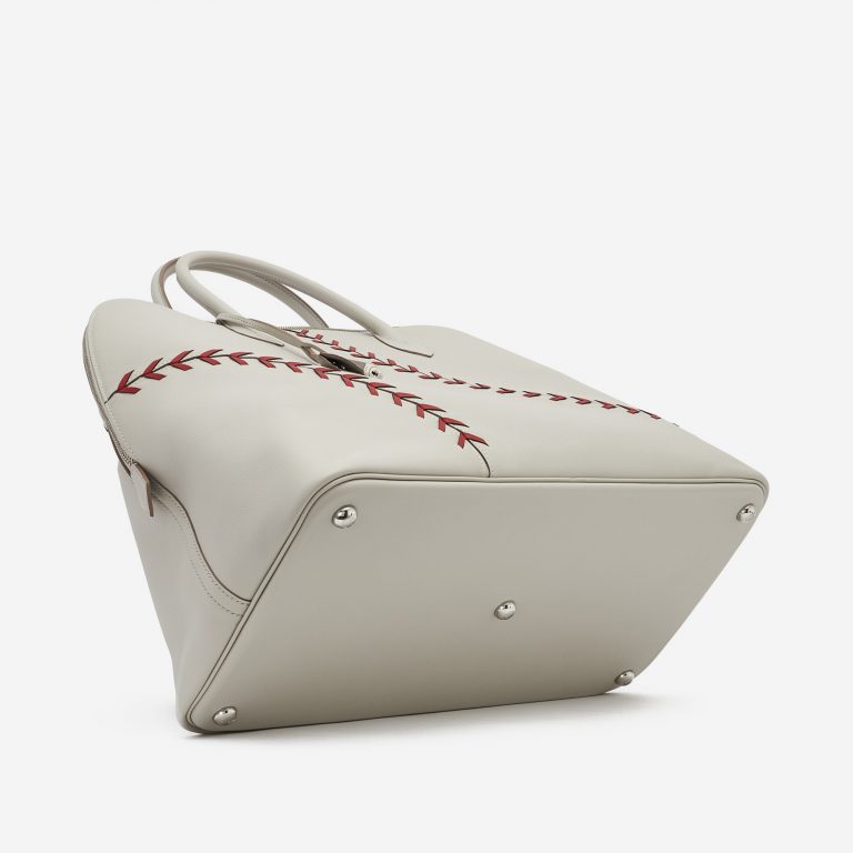 Hermès Bolide 1923 Large Evercolor Leather Gris Perle Rouse Casaque Baseball Edition