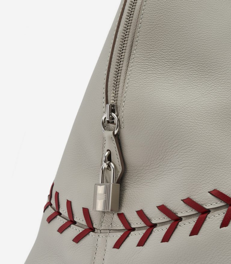 Hermès Bolide 1923 Large Evercolor Leather Gris Perle Rouse Casaque Baseball Edition