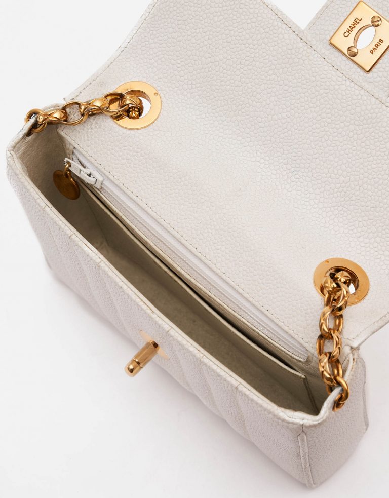 Vintage Chanel Timeless Mini Caviar White Handbag