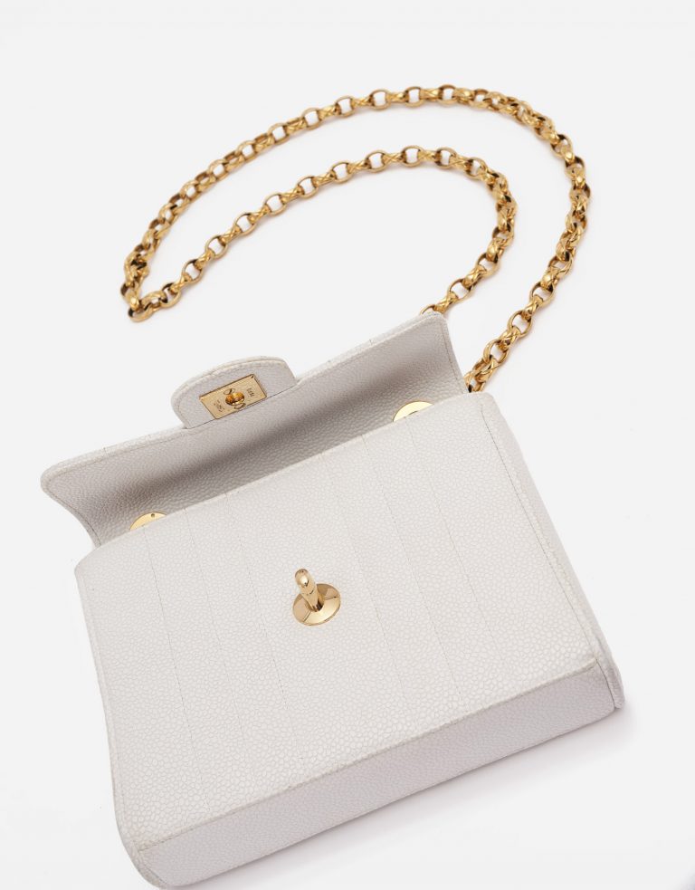 Vintage Chanel Timeless Mini Caviar White Handbag