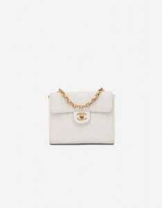 Vintage Chanel Timeless Mini Caviar White Handbag