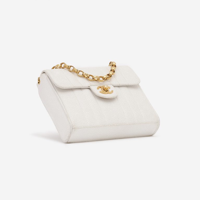 Vintage Chanel Timeless Mini Caviar White Handbag