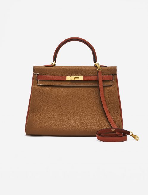 Hermès Kelly 35 Togo Gold Brique Horseshoe handbag