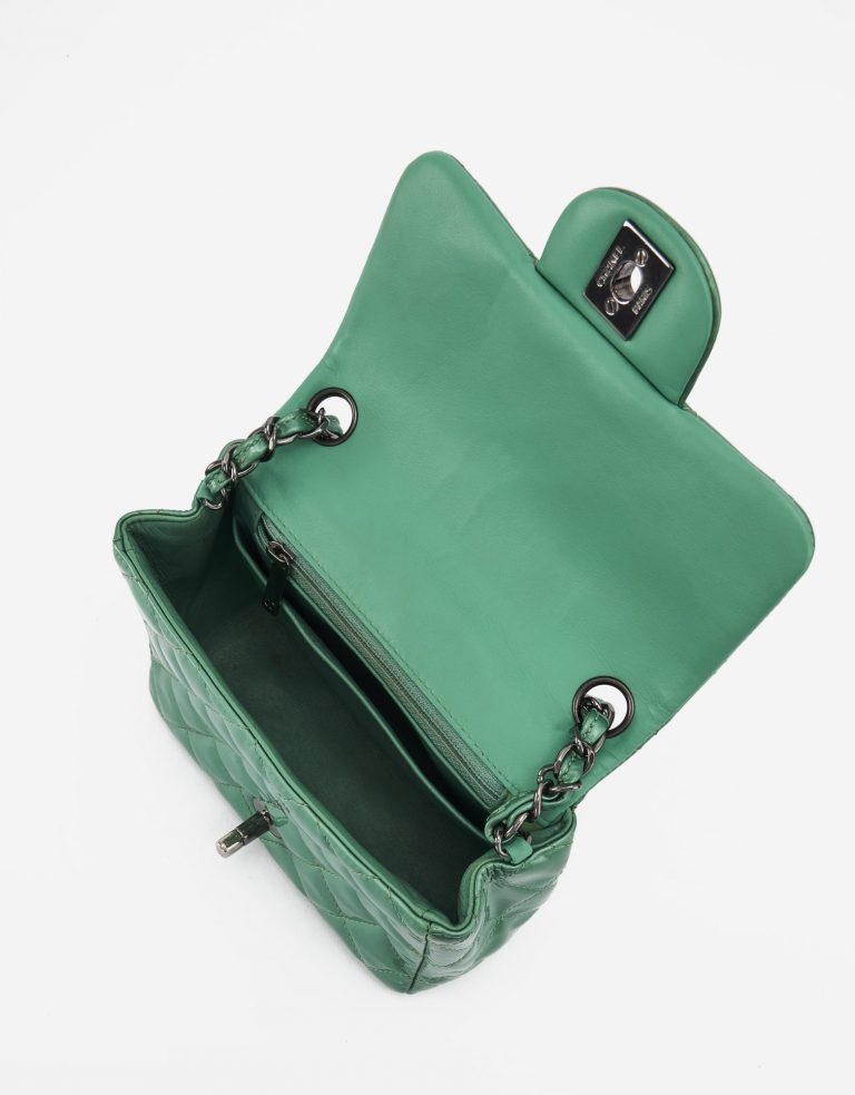 Chanel Timeless Mini Square Patent Green Bag SACLÀB