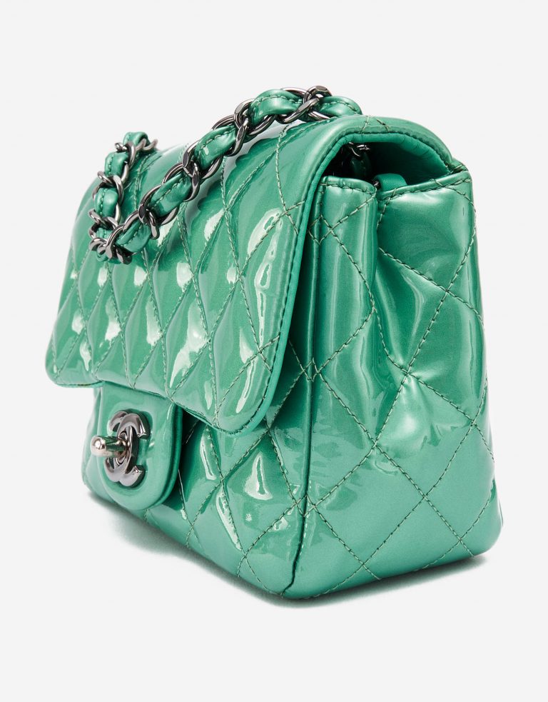 Chanel Timeless Mini Square Patent Green Bag SACLÀB