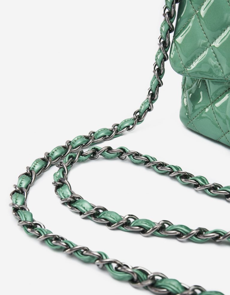 Chanel Timeless Mini Square Patent Green Bag SACLÀB
