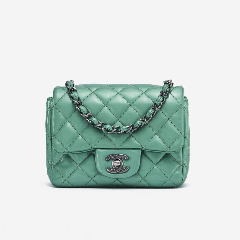 Chanel Timeless Mini Square Patent Green Bag SACLÀB