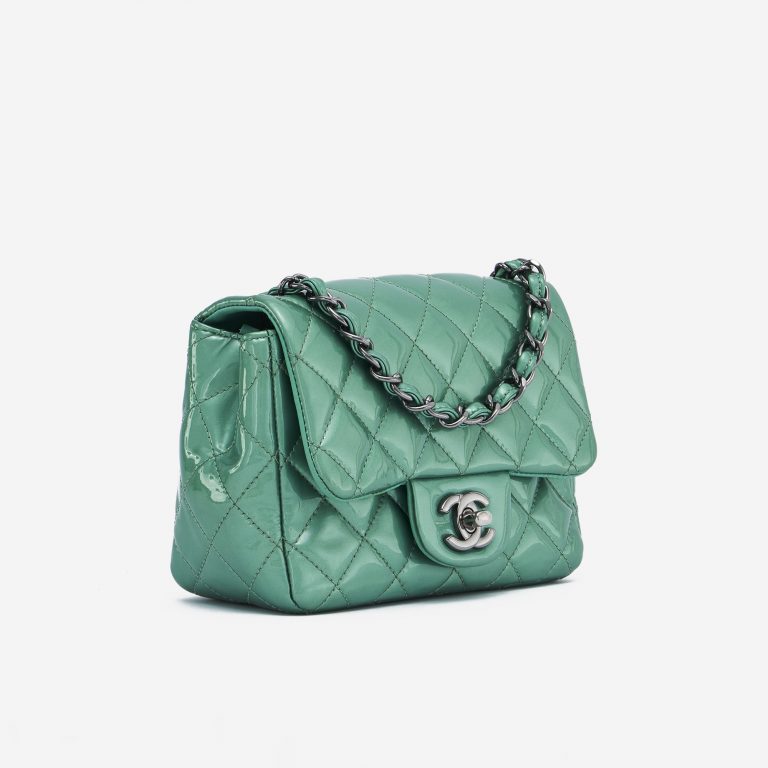 Chanel Timeless Mini Square Patent Green Bag SACLÀB