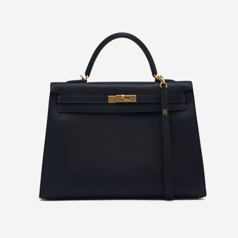 Hermès Kelly 35 Sellier Vache Liegee Bleu Indigo Bag SACLÀB