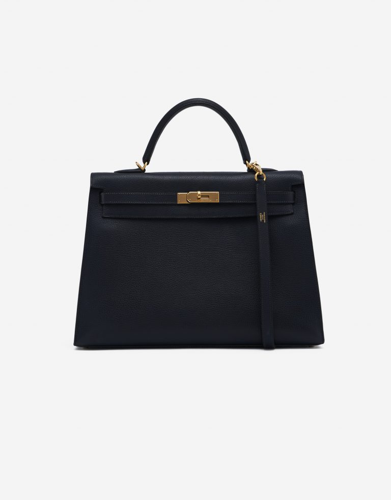 Hermès Kelly 35 Sellier Vache Liegee Bleu Indigo Bag SACLÀB