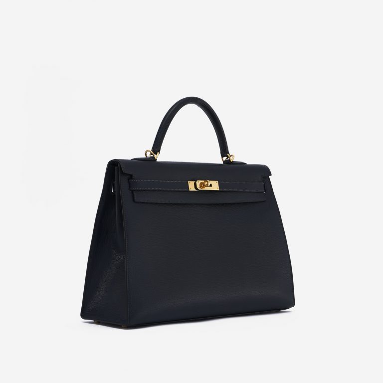 Hermès Kelly 35 Sellier Vache Liegee Bleu Indigo Bag SACLÀB