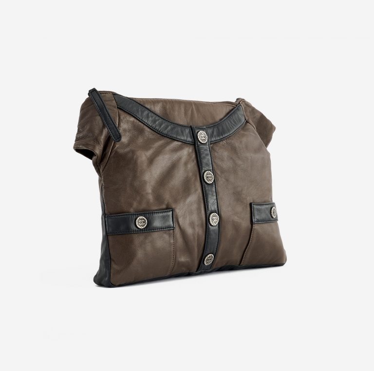 Fronstide of a pre-loved Chanel Girl Medium Lambskin in Brown and Black on SACLÀB