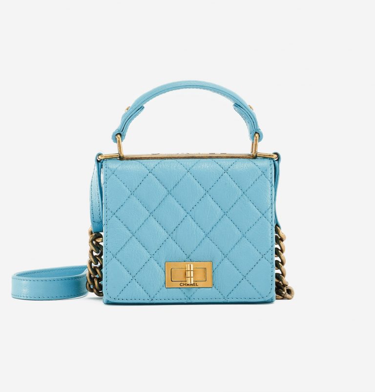 Chanel Rita Flap Bag Top Handle in Blue Turquoise Luxury Pre-Loved Bag