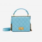 Chanel Rita Flap Bag Top Handle in Blue Turquoise Luxury Pre-Loved Bag